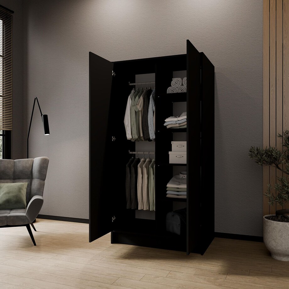 Szafa gładka 100 ALA bez lustra i bez uchwytów, czarna