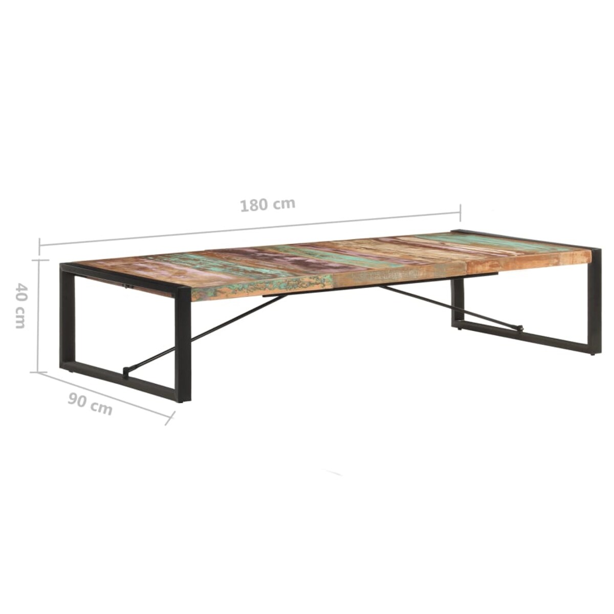 vidaXL Stolik kawowy, 180x90x40 cm, lite drewno z odzysku