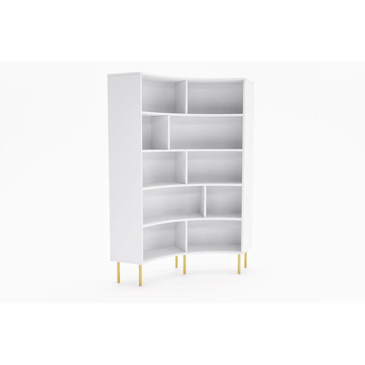 Nowoczesny narożny regał na książki Skandica HORN ze złotymi nogami / biały