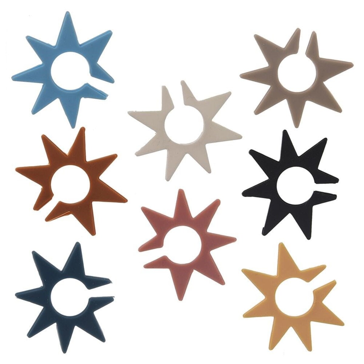 Znaczniki na Szklanki Kubki Kufle Silikonowe Kolorowe Gwiazdy Zestaw 8 szt