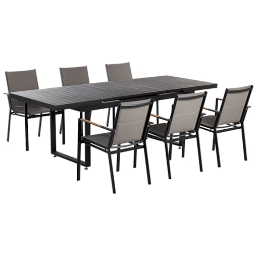 Zestaw ogrodowy stół rozkładany i 6 krzeseł Czarny VALCANETTO/BUSSETO