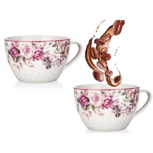 KUBEK CERAMICZNY róża 550 ml na prezent herbatę jedzenie kawę duży 2szt