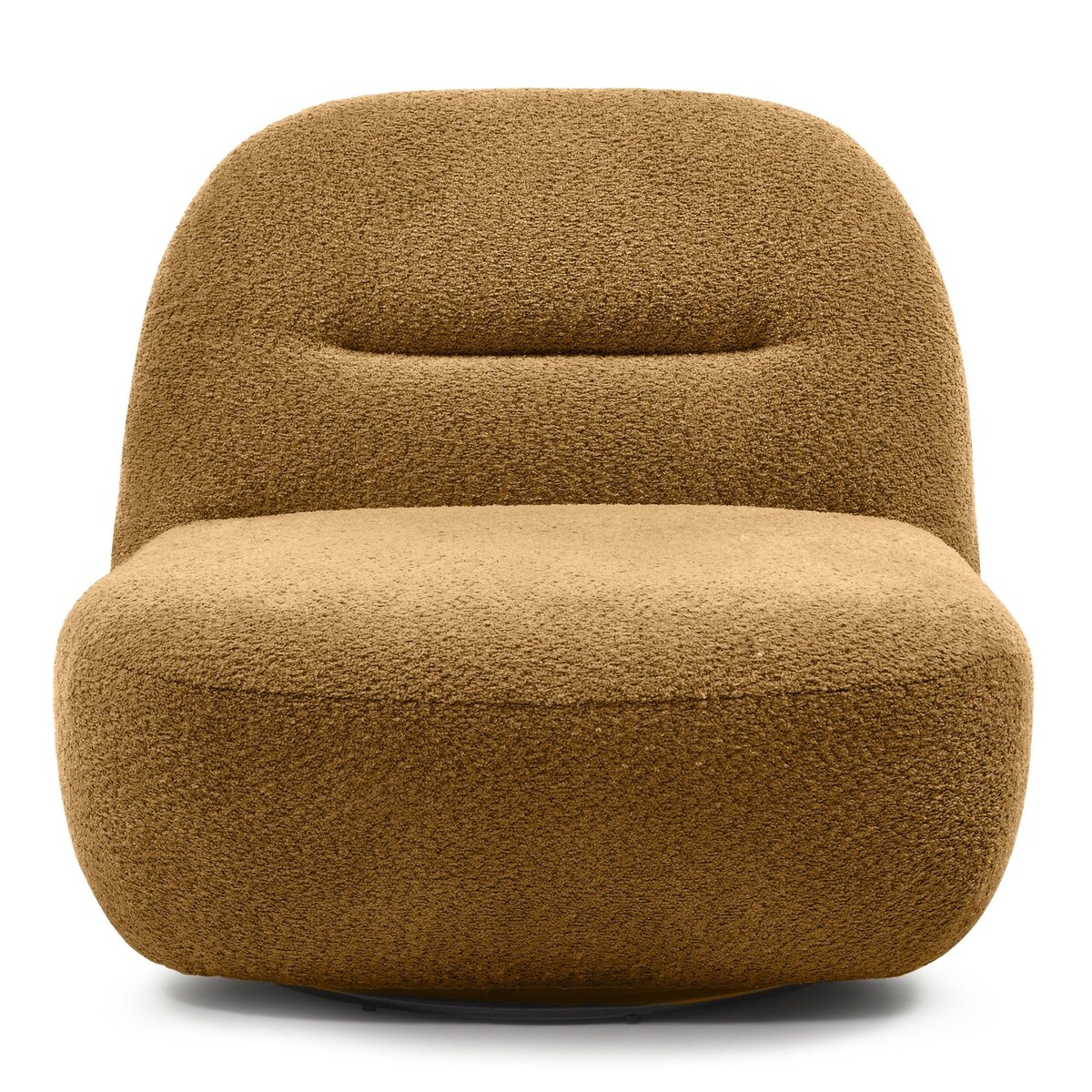 Fotel obrotowy bouclé musztardowy Eroni