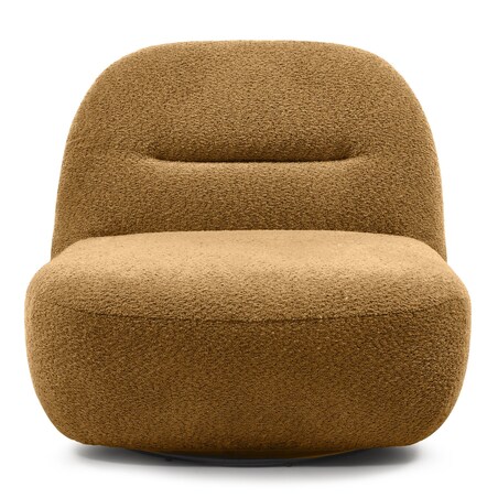 Fotel obrotowy bouclé musztardowy Eroni