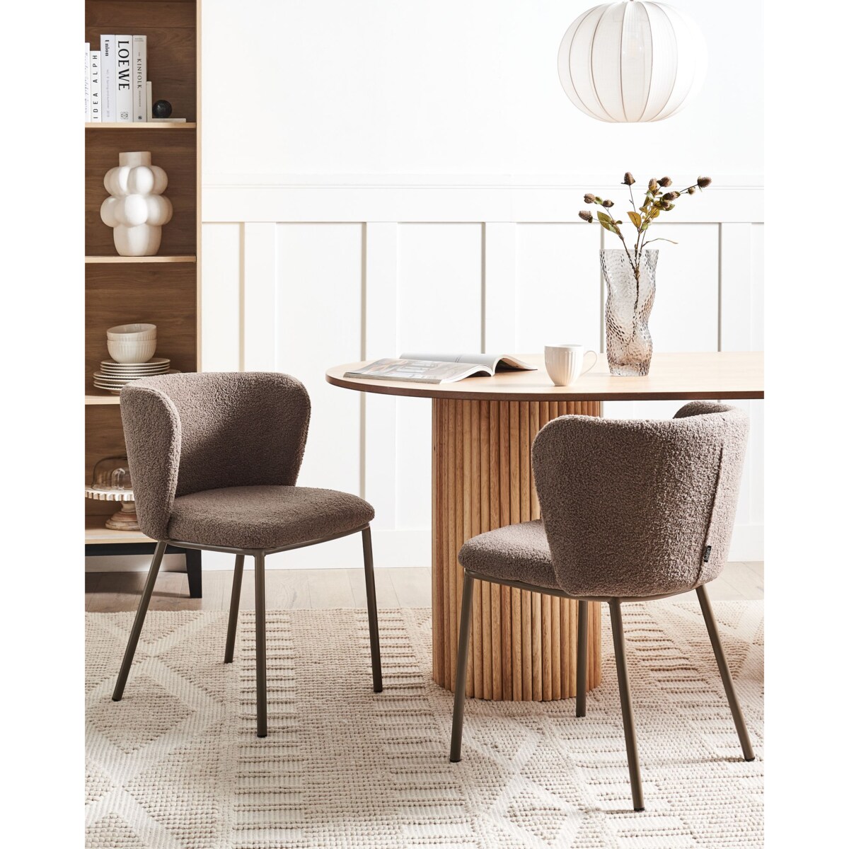 Zestaw 2 krzeseł MINA II Boucle Jasnobrązowy