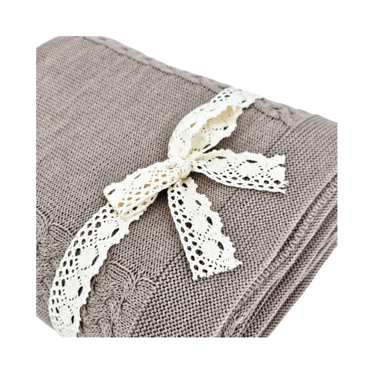 Koc dzianinowy z wełny MERINO 200x220 cm – FLORENCE200 TAUPE