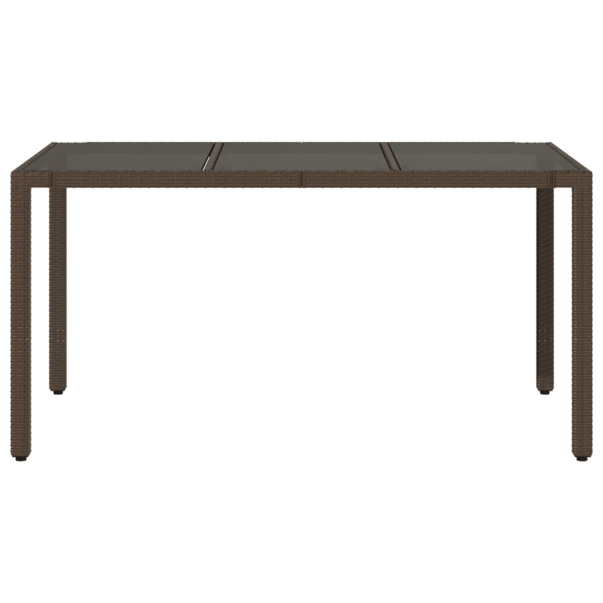 vidaXL Stół ogrodowy ze szklanym blatem, brąz, 150x90x75cm, polirattan