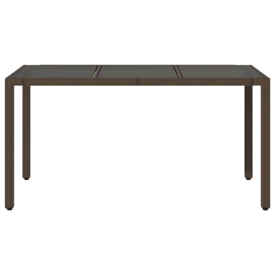 vidaXL Stół ogrodowy ze szklanym blatem, brąz, 150x90x75cm, polirattan