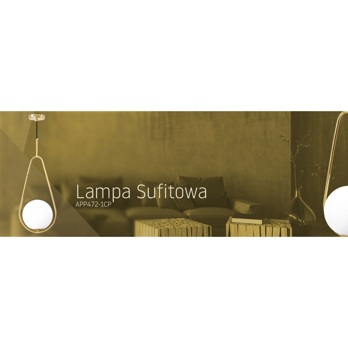 Lampa Sufitowa Wisząca Szklana Kula Biała Złota