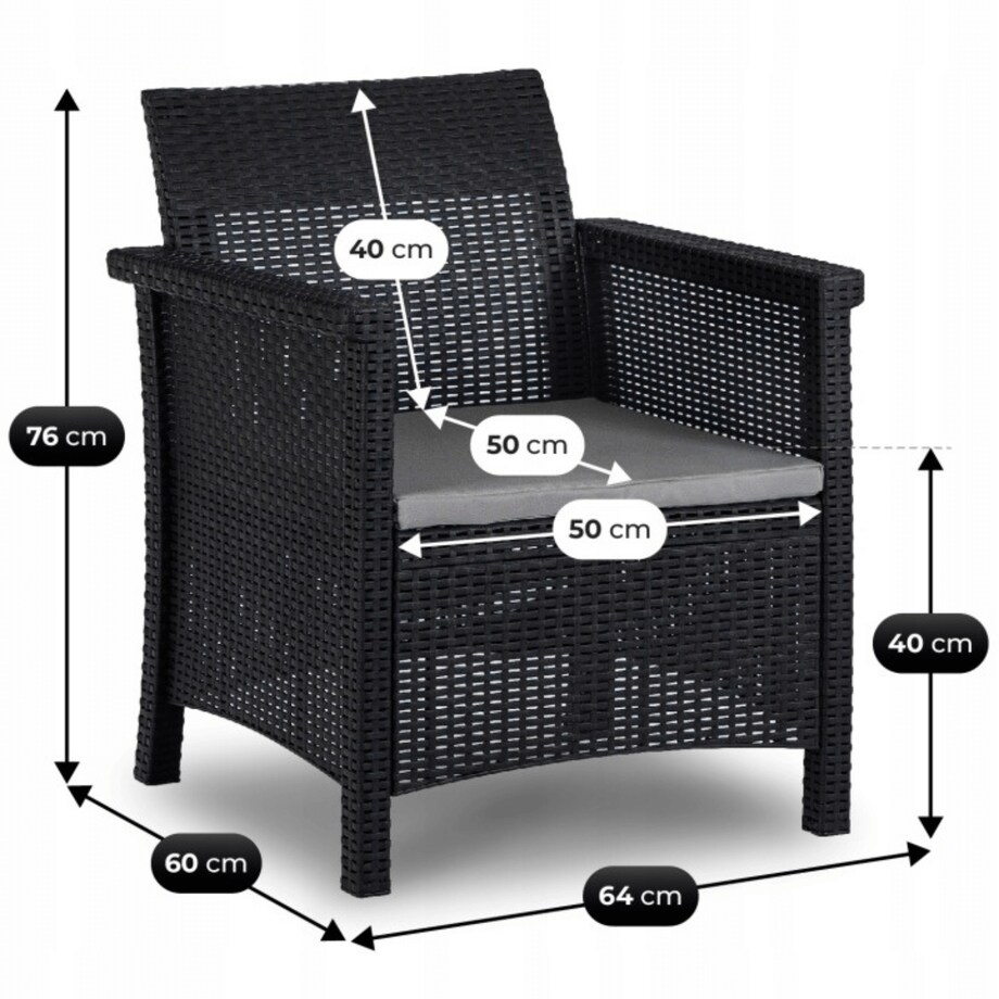 Zestaw Mebli Ogrodowych Na Taras Ogród Technorattan Czarny SAVIO