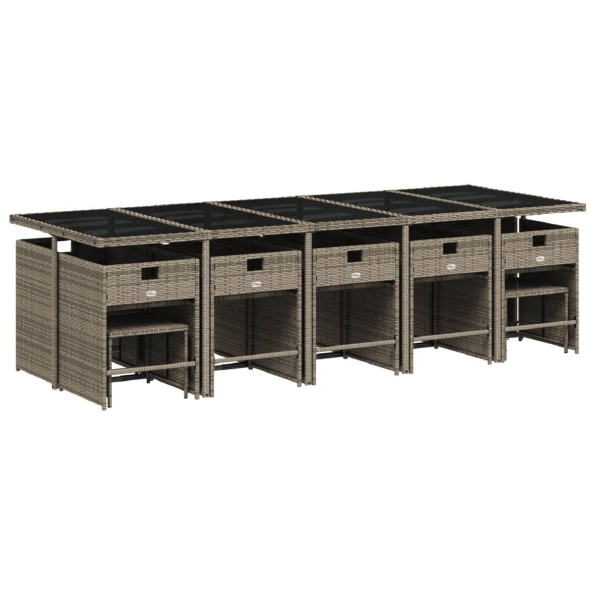 vidaXL 15-cz. zestaw mebli ogrodowych z poduszkami, szary, rattan PE