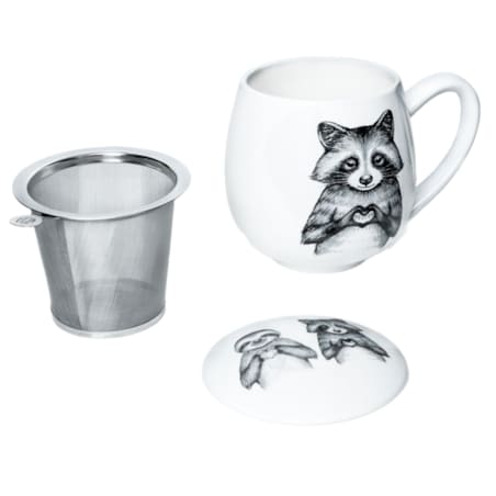 Kubek z zaparzaczem i pokrywką szop i leniwiec - idealny zestaw do parzenia herbaty, uroczy prezent dla mamy, taty, babci, dziadka