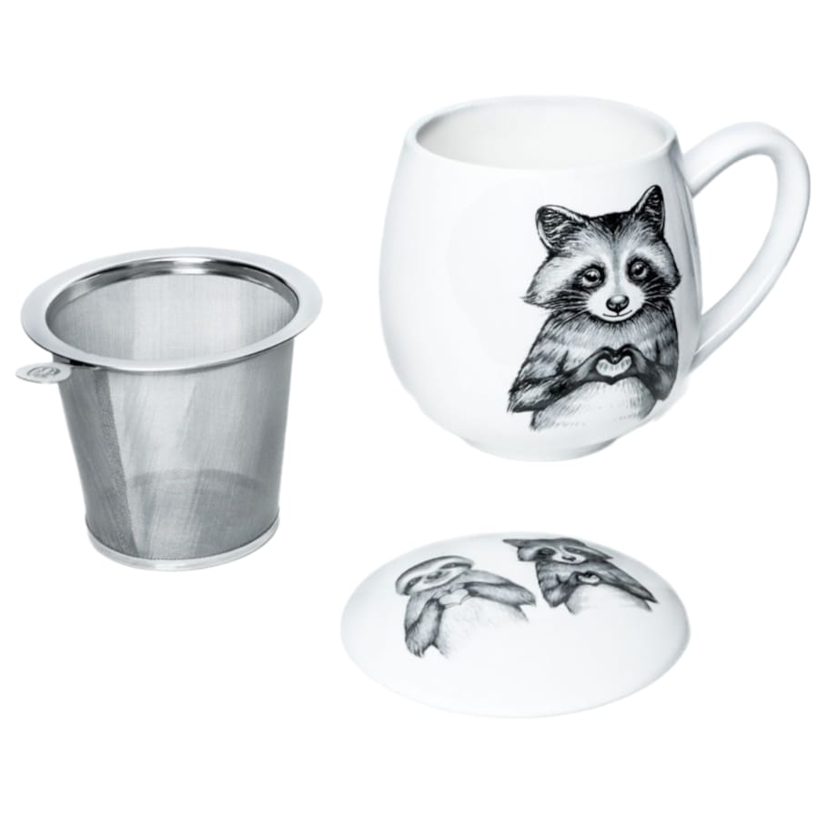 Kubek z zaparzaczem i pokrywką szop i leniwiec - idealny zestaw do parzenia herbaty, uroczy prezent dla mamy, taty, babci, dziadka