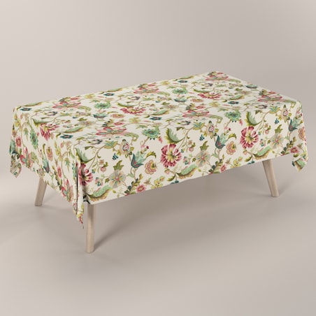 Obrus prostokątny 130 x 210 cm kolorowe kwiaty na jasnym tle