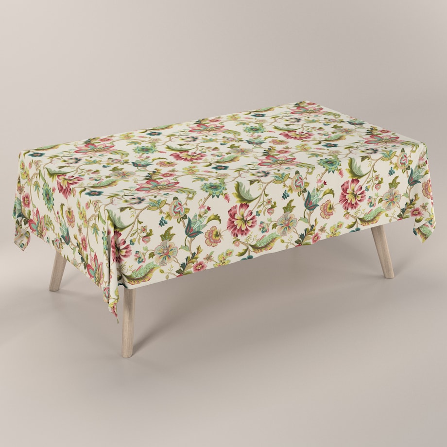 Obrus prostokątny 130 x 210 cm kolorowe kwiaty na jasnym tle