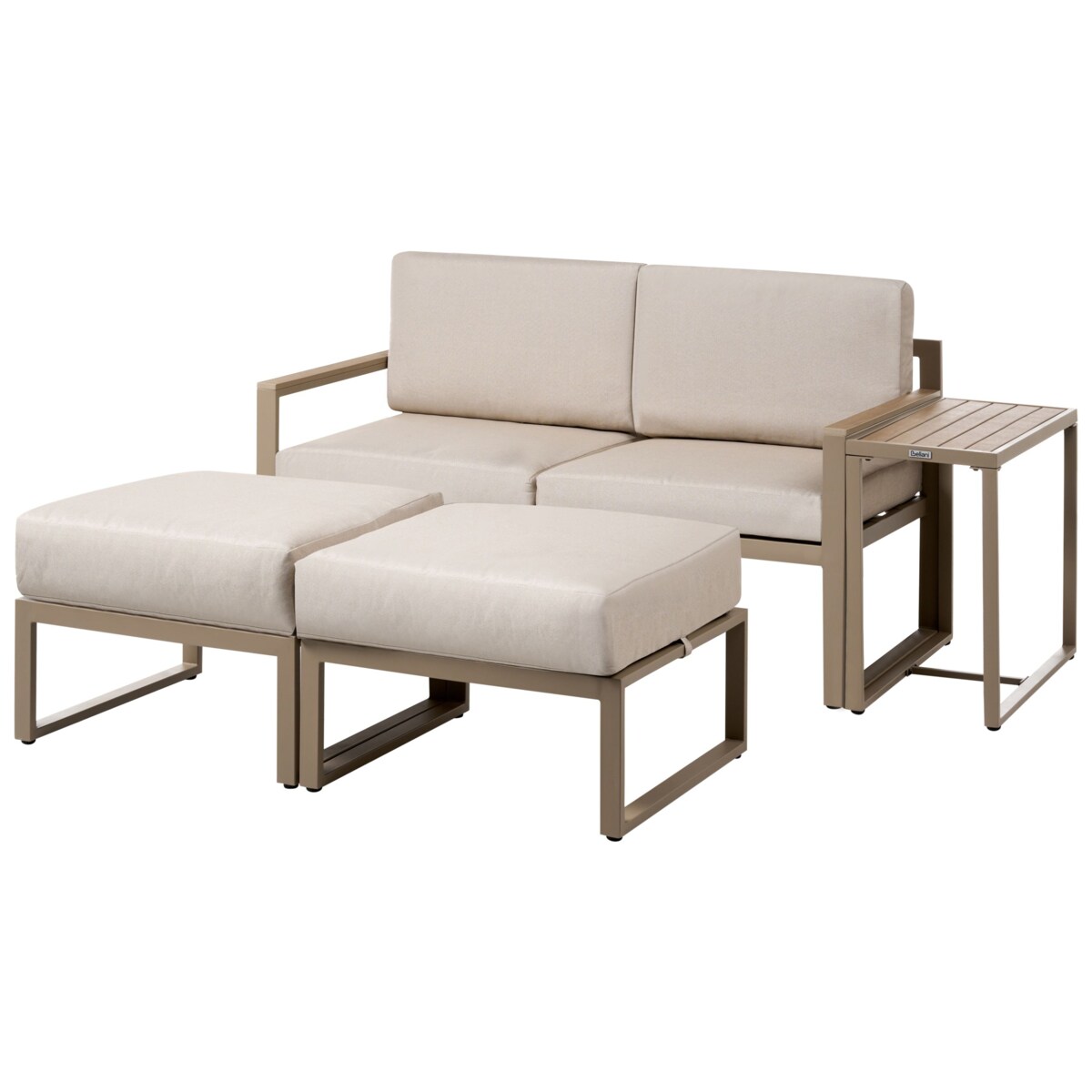 Zestaw ogrodowy ze stolikiem i otomaną dla 2 osób NOCI Modułowy Metal Beżowy
