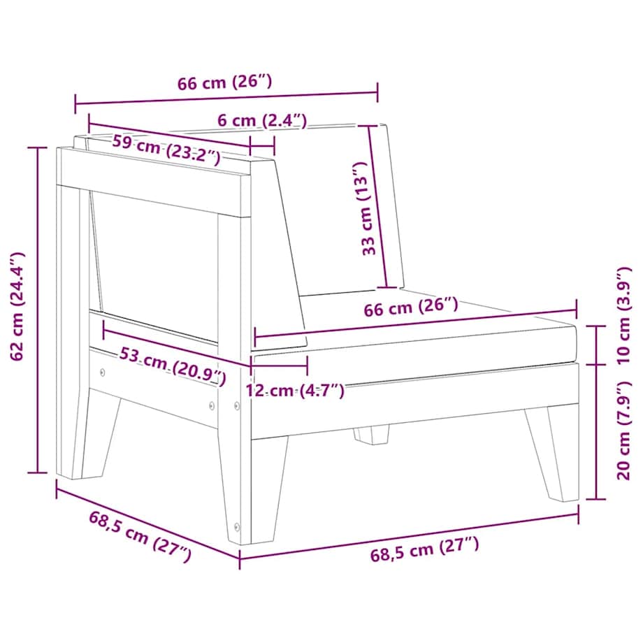 vidaXL Moduł sofy narożnej, kremowe poduszki, drewno akacjowe