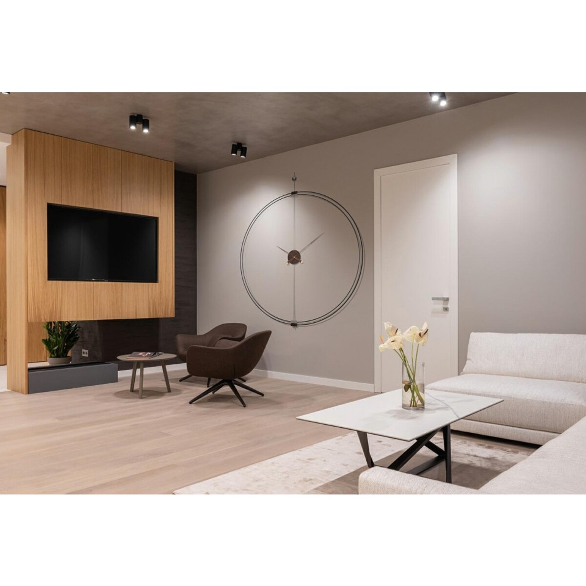 Zegar ścienny Doble Ring DW8211-90 obręcz drewno mosiądz, King Home