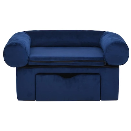 vidaXL Sofa dla psa, z szufladą, niebieska, 75x50x38 cm, pluszowa