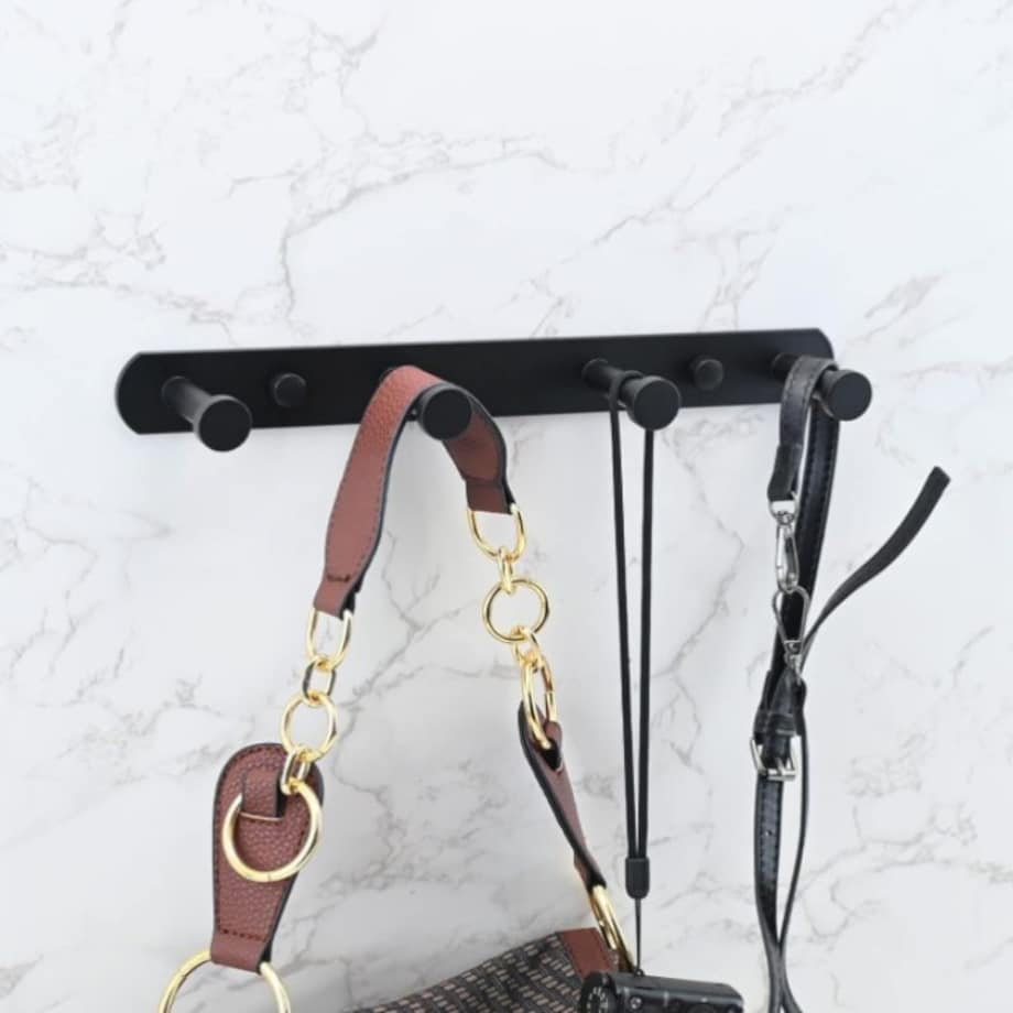 Wieszak ścienny czarny do łazienki kuchni przedpokoju haczyki