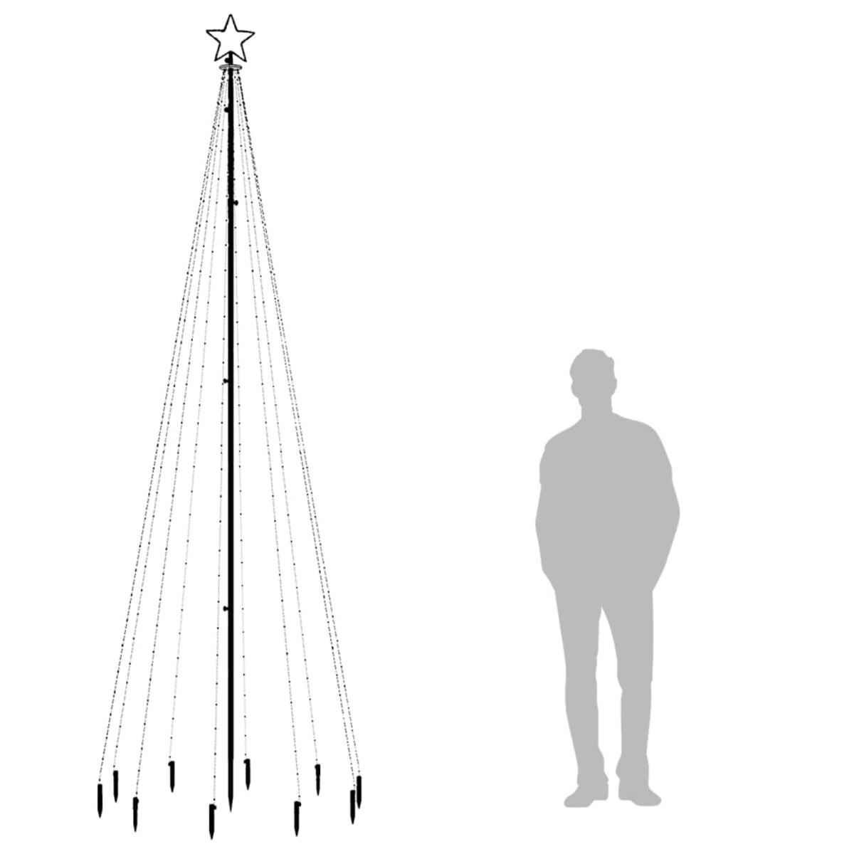vidaXL Choinka z kołkiem gruntowym, 310 ciepłych białych LED, 300 cm