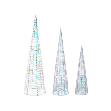 Zestaw 3 dekoracji świątecznych LED SONDER Choinka 40/60/80 cm Biały
