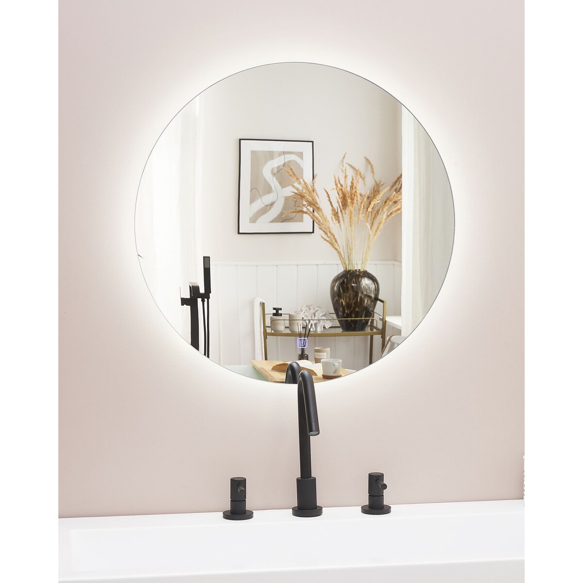 Lustro łazienkowe LED CALLAC 60 cm 60 cm Srebrny