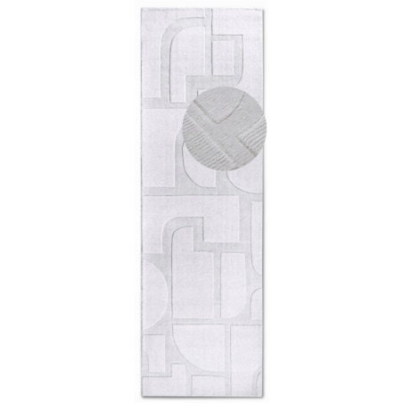 Chodnik wełniany do korytarza 80x250cm, kremowy nowoczesny wzór 3D
