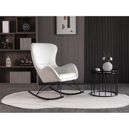 FOTEL NA BIEGUNACH Fabi biały bouclé METALOWA PODSTAWA