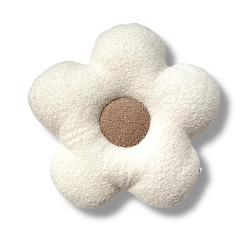 Poduszka boucle mały Kwiatek biały / beż