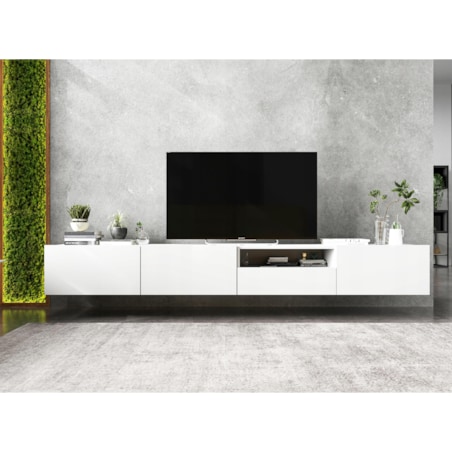 Szafka RTV Loft Wisząca Biały MAT Komoda RTV Szuflada 240 cm