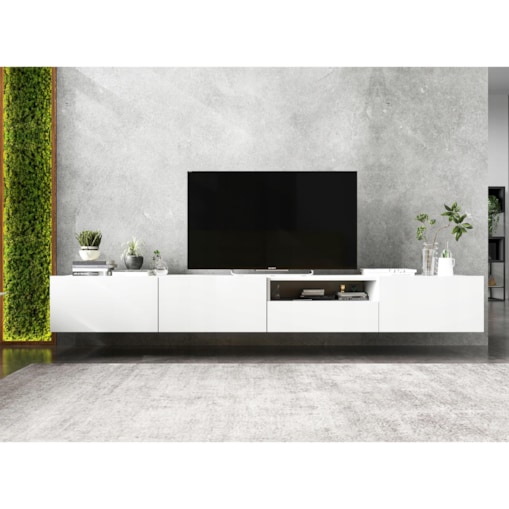 Szafka RTV Loft Wisząca Biały MAT Komoda RTV Szuflada 240 cm