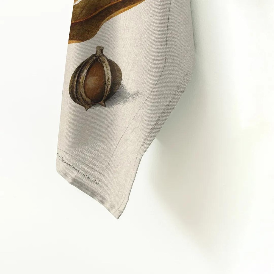 Lniany ręcznik kuchenny - Orzech macadamia