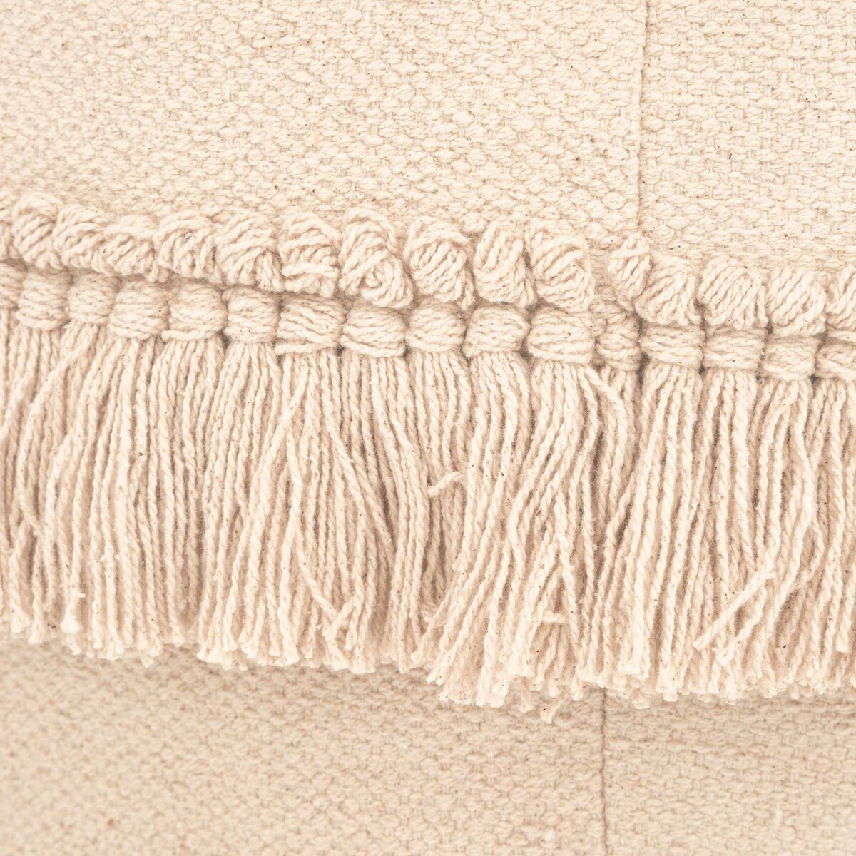 Puf boho Sea view, frędzle, bawełna z recyklingu, 65 x 45 x 35 cm