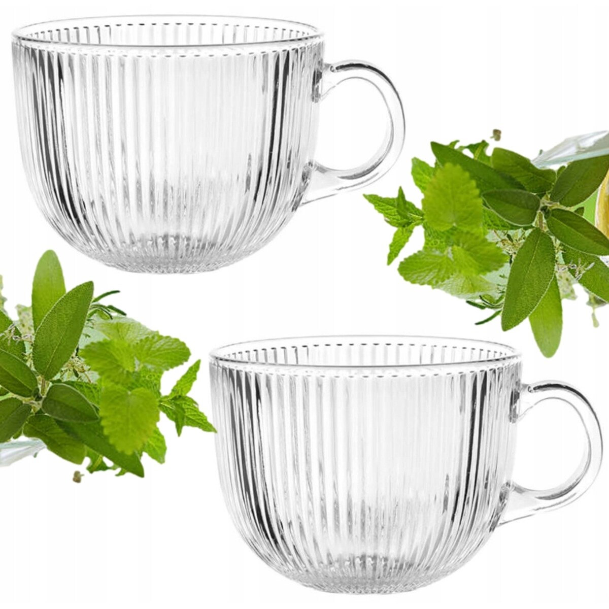 2x SZKLANKA DUŻA w paski 510 ml szkło kubek filiżanka na jedzenie herbatę