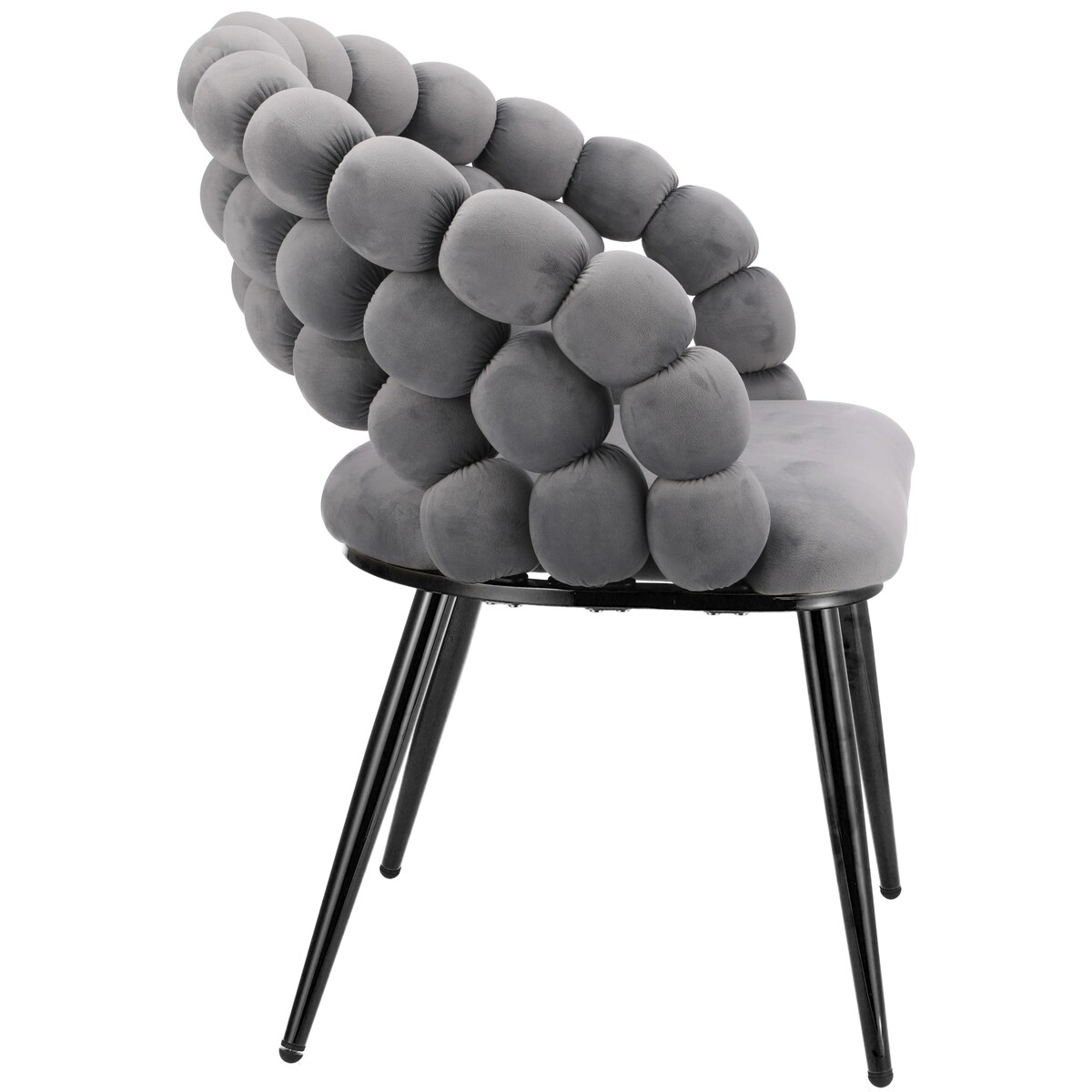 Krzesło welurowe tapicerowane BELLA szare
