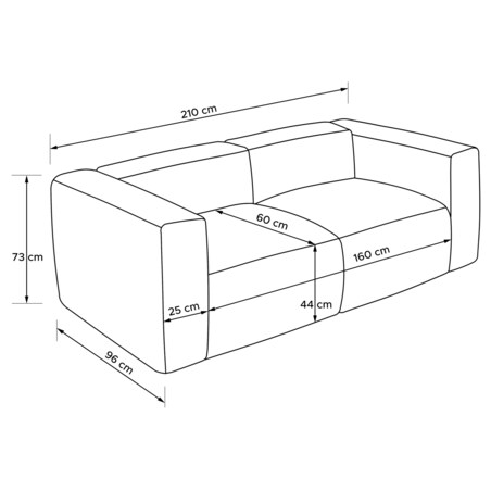 KONSIMO BUFFO 2-osobowa sofa z niezwykle miękkim i wygodnym siedziskiem, kolor jasny popielaty