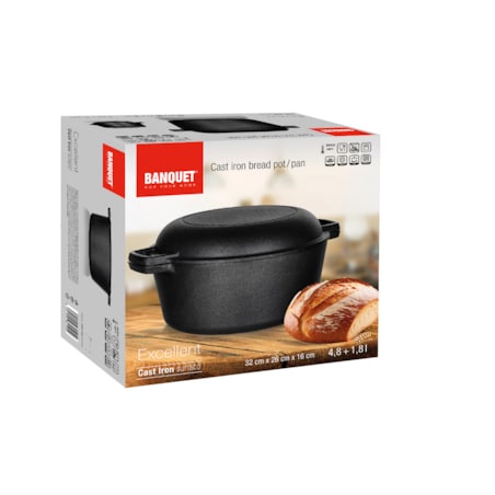 Garnek tradycyjny Żeliwny czarny do gotowania bigos obiad mięso 4,8L + 1,8L