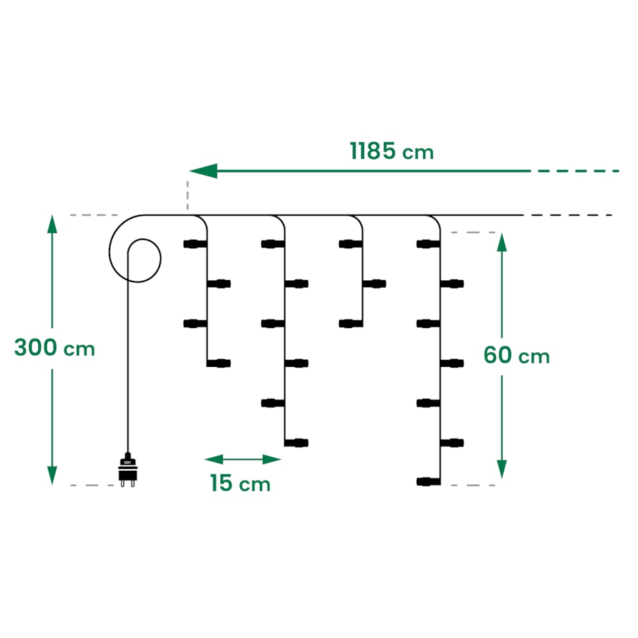 Kurtyna Led Całoroczna Sterowana Aplikacją Dekoracja Świetlna 400 Girlanda