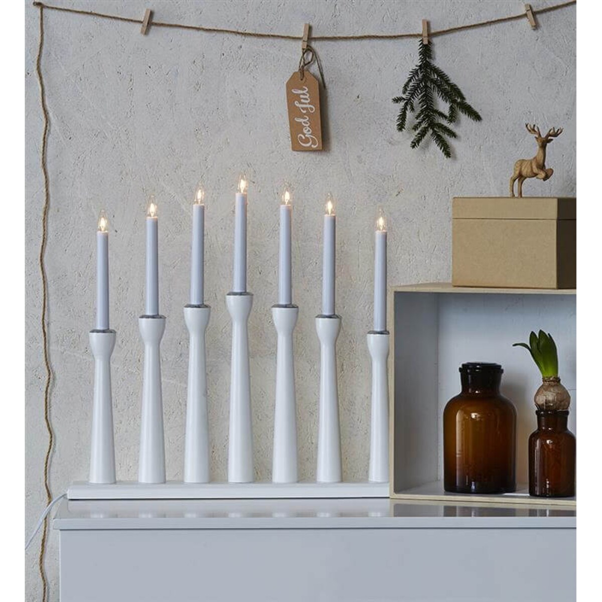 7-płomienna lampa świecznikowa Maseskar candle biała