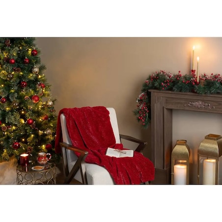 Pled koc pluszowy czerwony ze srebrną nitką 130x180 cm