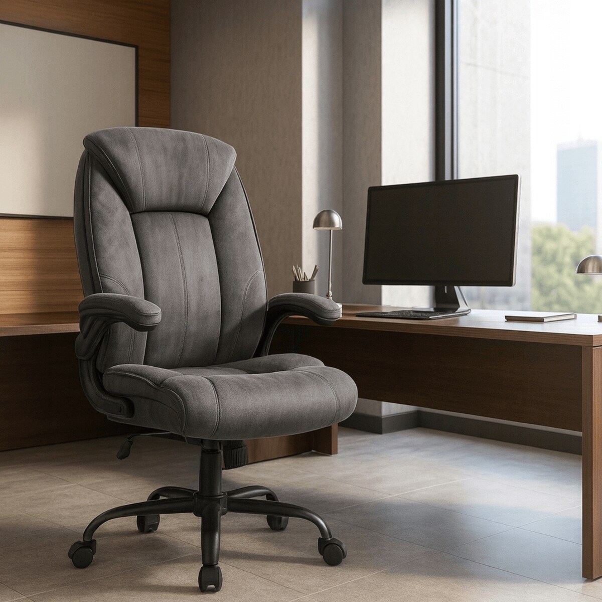 Fotel biurowy obrotowy ergonomiczny do biurka szary COMFORT