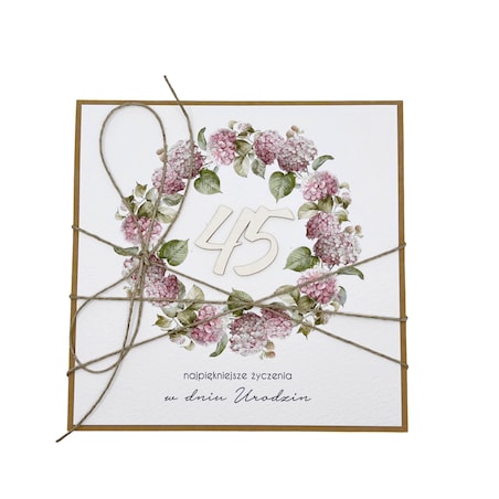 Ręcznie robiona kartka na 45 urodziny