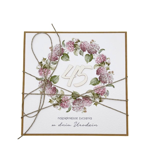 Ręcznie robiona kartka na 45 urodziny