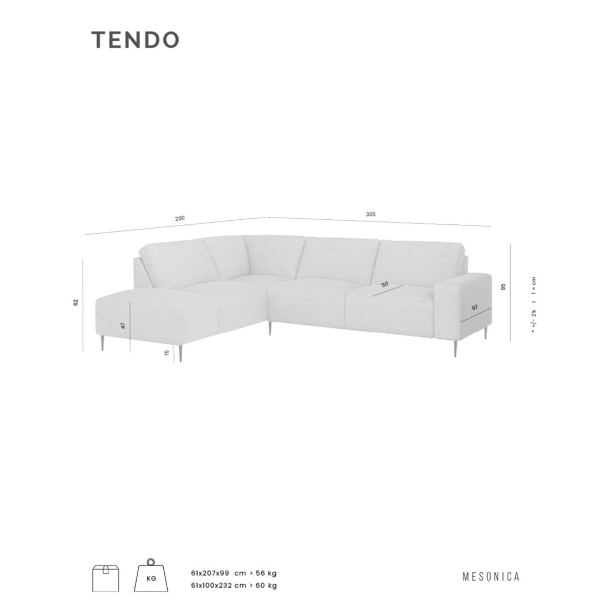 Tendo Sofa narożna - beżowa