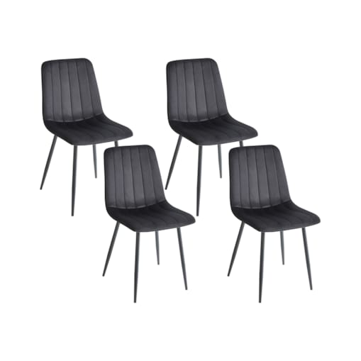 Zestaw 4 krzeseł do jadalni KALISPELL Welur Czarny