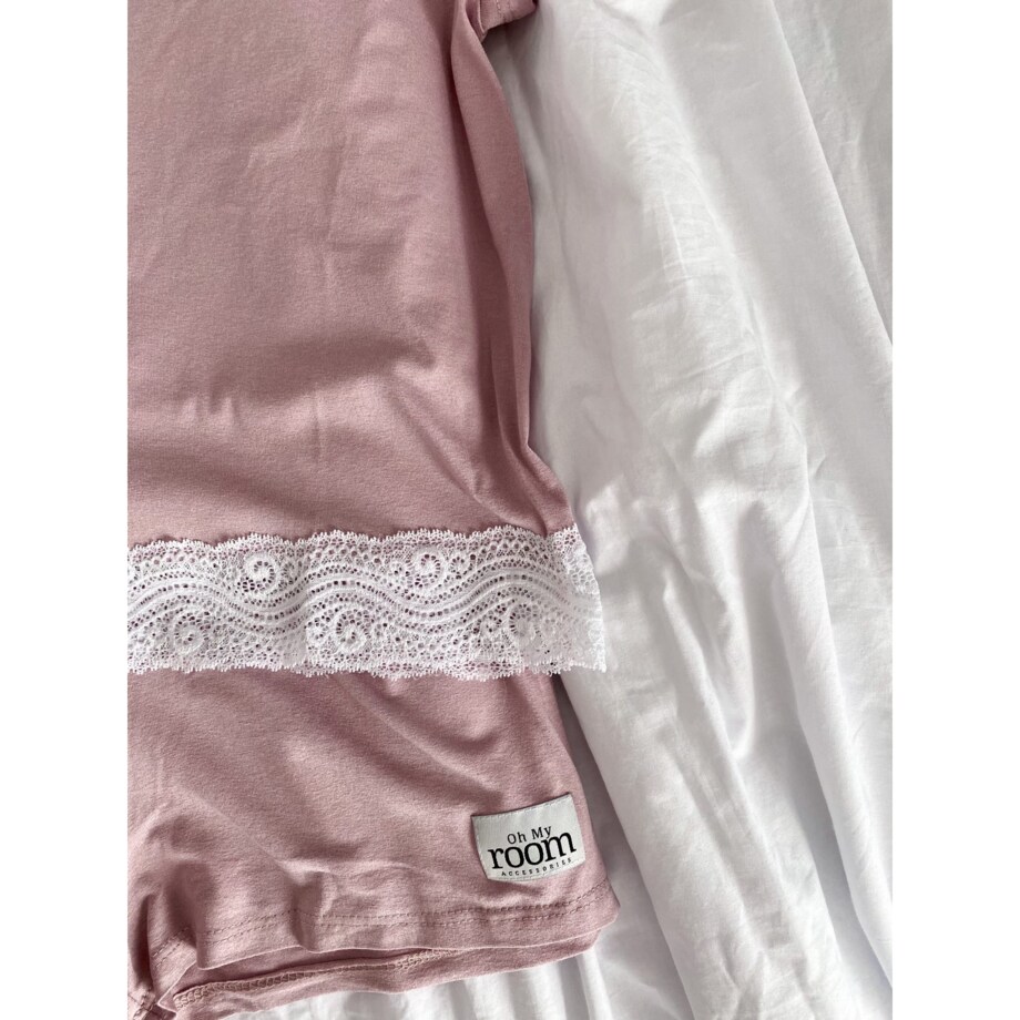 Piżama Damska Z Koronką Brudny Róż L/Xl