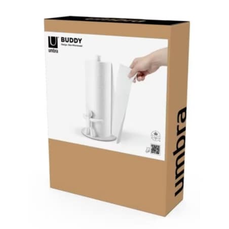 Stojak na ręcznik papierowy biały stalowy Buddy, 18 x 34 cm, Umbra