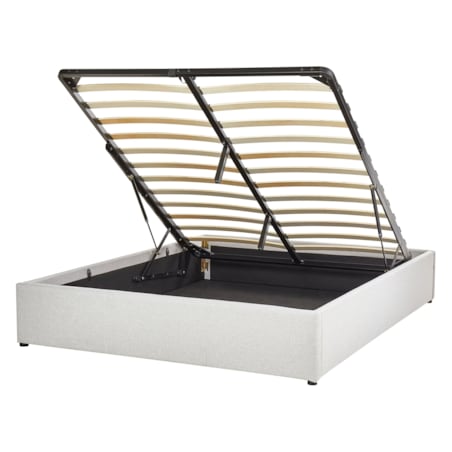 Łóżko z pojemnikiem tapicerowane 140 x 200 cm jasnoszare DINAN