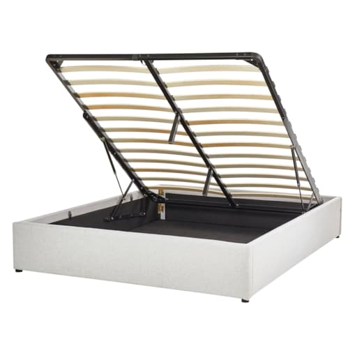 Łóżko z pojemnikiem tapicerowane 140 x 200 cm jasnoszare DINAN